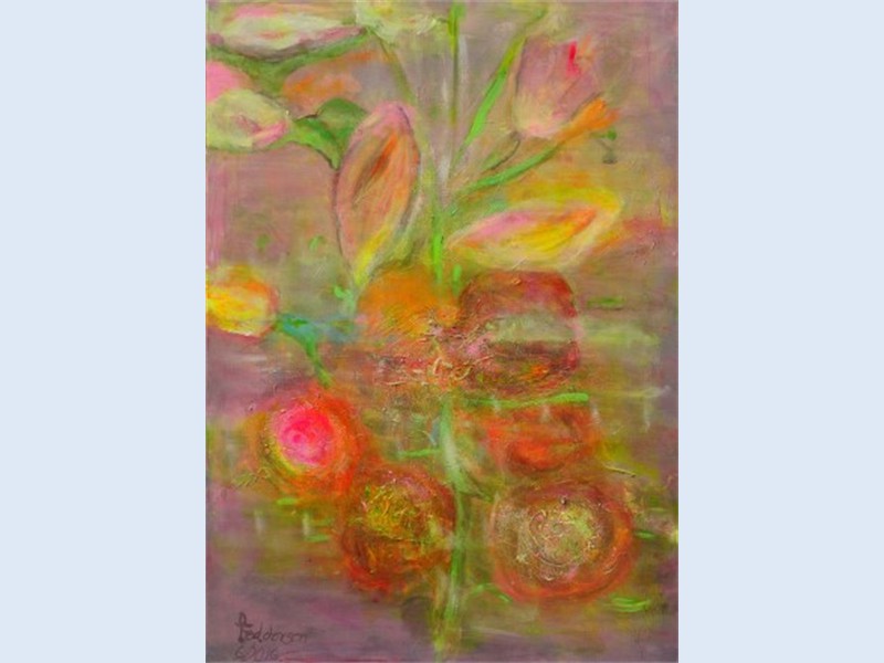 Floral (Acryl auf Leinwand, 70 cm x 100 cm) (Andere)
