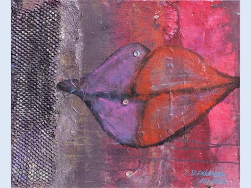 Kiss and Tell 2 (Acryl und Collage auf Leinwand, 60 cm x 50 cm) (Andere)